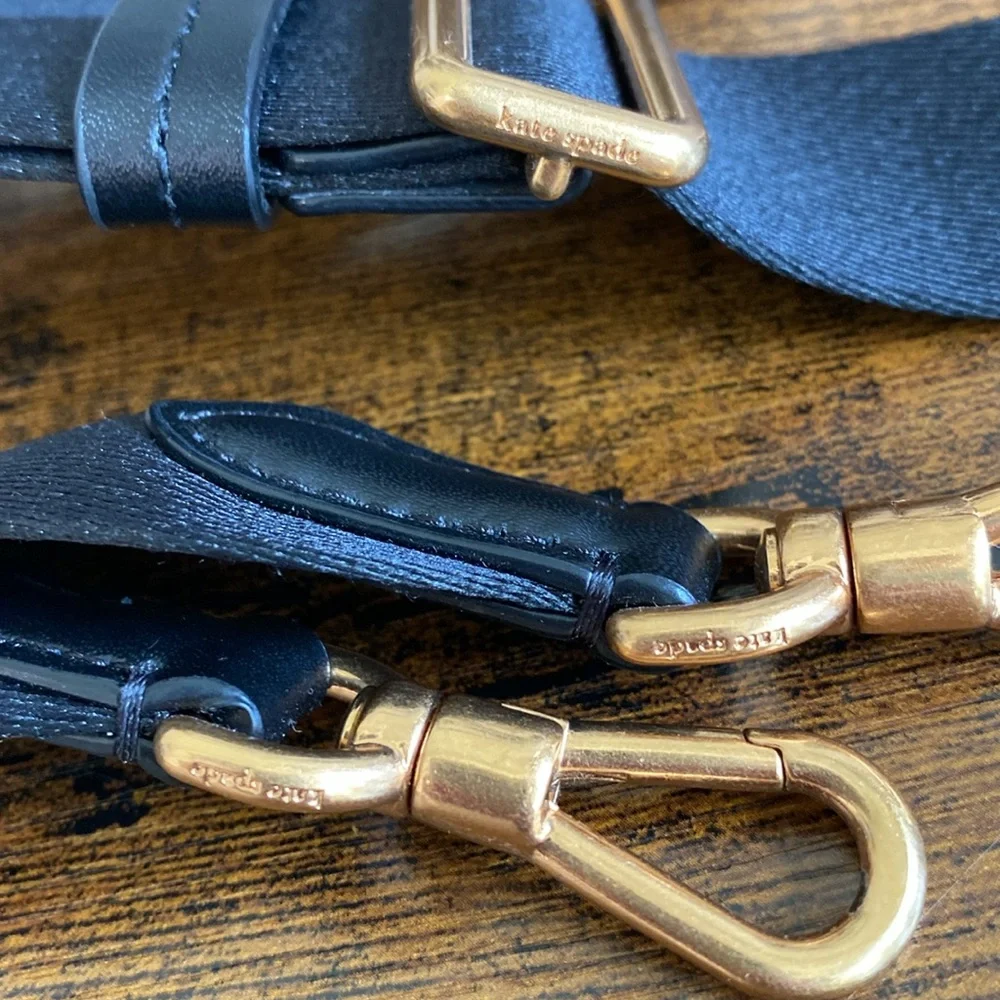 Kate Spade Manhattan Spade Flower Monogram Chenille Small Tote Black Cream Gold - Picture 11 of 15